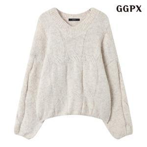 GGPX 앙고라 꼬임 브이넥 긴팔 니트 (GPDKT034D)