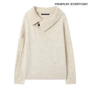 미니멈 [미니멈 에브리데이]사선 카라넥 버튼 오버핏 긴팔 니트 (EB4KT040D)