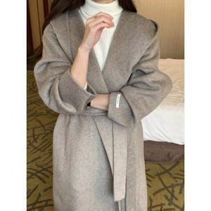 헤레이스 (울100%)후디 롱 핸드메이드 코트_YMSH25FW256