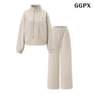 GGPX 반집업 기모 맨투맨 티셔츠 밴딩 롱 팬츠 셋업 (GPDOW018D)