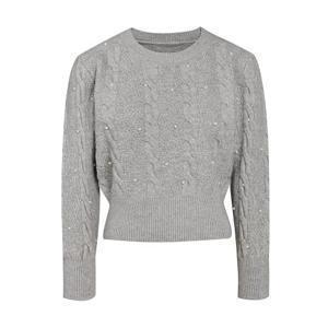 JJ지고트 진주 펄 디테일 케이블  니트  GRBN1PO201