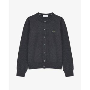 라코스테 25FW 여성  베이직 크루넥 가디건  AF122E-55N 050(차콜그레이)