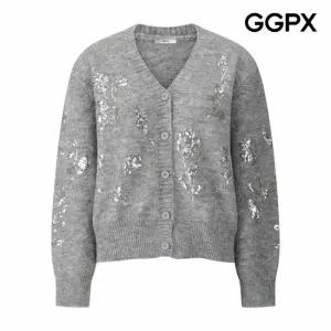 [GGPX] 스팽글 플라워 Y버튼 울 니트 가디건 (GPAKG029F)