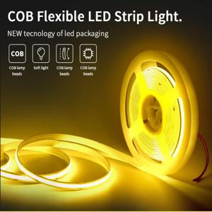 24V 12V COB LED 스트립 라이트 8mm 320LEDs/M 유연한 테이프 리본 실내 장식용 3000K 4000K 6000K 5M 10M 선형 조광 가능 램프