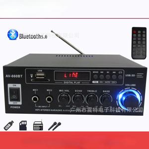 AV-660BT 고출력 듀얼 전압 파워 앰프 (카드, USB 플래시 드라이브, 블루투스 라디오 포함)