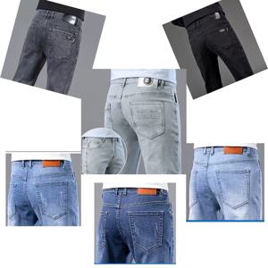 2025 남성 슬림핏 데님 팬츠 고품질 캐주얼 패션 레그 신칭 크롭 팬츠 블루 블랙 기타 색상 선택 가능