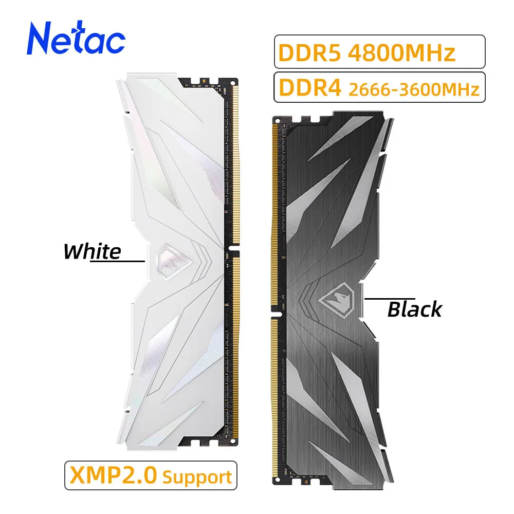 Netac Ram 메모리 DDR4 32GB 16GB 8GB Memoria RAM DDR4 3200MHz 3600MHz DDR5 4800MHz XMP2.0 AMD Intel 마더보드용 듀얼 채널
