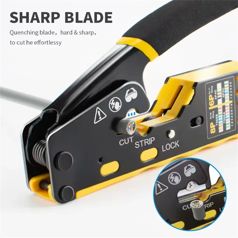 AOKIN RJ45 네트워크 크림퍼 - 3-in-1 크림프/컷/스트립 랜 CAT8/7/6A/6/5E (STP/UTP) 및 RJ11/12 전화 모듈러 케이블