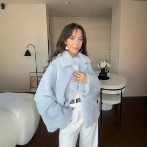 여성 모직 코트, 루즈핏 모피, 고급스러운 부드러운 촉감, 트렌디한 가을 겨울 신상 아이템