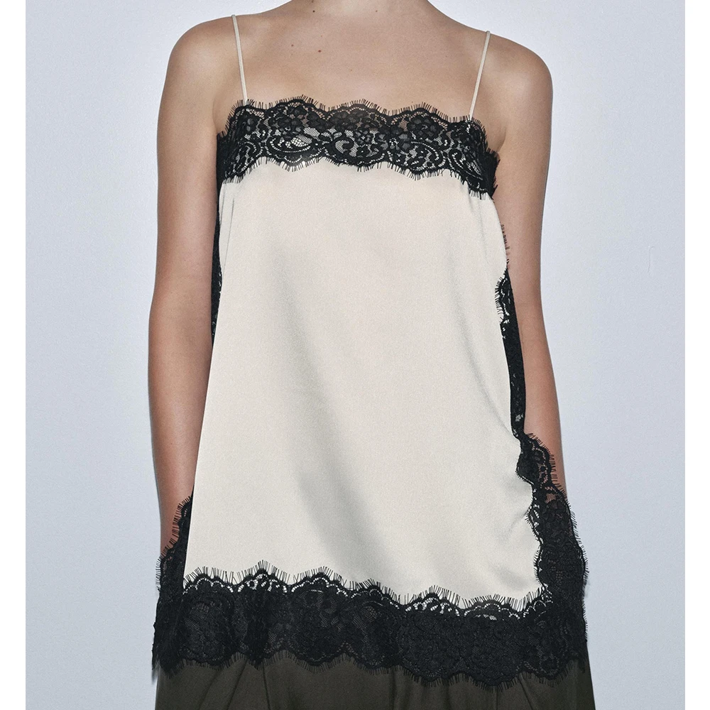 빈티지 섹시 플로럴 레이스 새틴 패치워크 캐미솔 여성용 보헤미안 y2k 솔리드 슬리브리스 백리스 비치 시크 탑 크롭