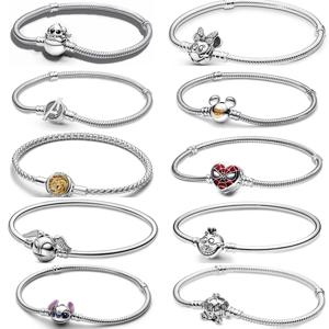 새로운 925 실버 미니소 디즈니 미키 키티 스파이더맨 패션 팔찌 오리지널 DIY 정교한 주얼리에 적합
