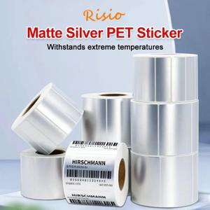무광 실버 열전사 스티커 용지 롤 인쇄 가능 자가 접착 라벨 PET 방수 메탈릭 실버 전사 바코드 이름표