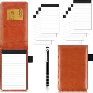 미니 플랩 포켓 바지 휴대용 노트 패드, 스트랩 연필 가방 회의록 책, Pu 가죽 하드 커버 방수 커버 가로줄 노트 내부 페이지, 일기, 직장 회의록 책, 회계, 메모 노트 볼펜 세트