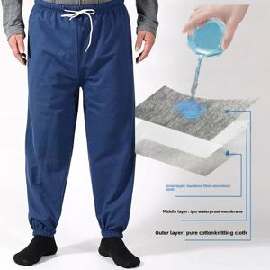 성인용 기저귀 바지 두꺼운 면화 바지, 방수 누출 방지 세탁 가능한 기저귀 천 침대에 누워있는 노인 방지 측면 누출