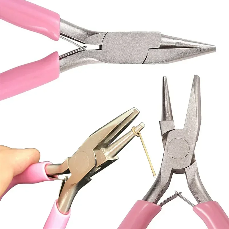 1개 핑크 전문가용 둥근 오목 플라이어 고품질 탄소강 플라이어 DIY 보석 제작 수작업 보석공예 도구