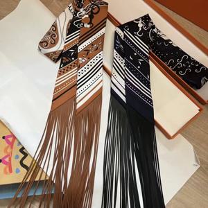 130x5cm 태슬 유럽 스타일 봄 신상 캐슈넛 여성용 장식용 실크 스카프 헤어밴드 가방 손잡이 리본 스카프