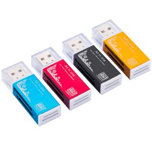 합금 카드 리더 4포트 USB2.0 마이크로 SD TF M2 MS Pro Duo MMC SDHC DV 폰 카메라 메모리 카드 어댑터 LED 표시등 포함