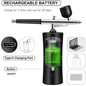 홈피쉬 에어브러시 페인팅 미니 스프레이 건, 무선 전동 페인트 건 에어브러시 키트 (컴프레서 포함)