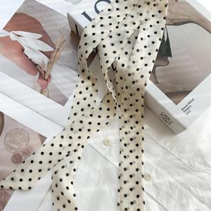 여성 좁은 긴 스카프 150x4cm 폴카 도트 타이 백 리본 머리띠 초커 스 트리머 레이디 액세서리