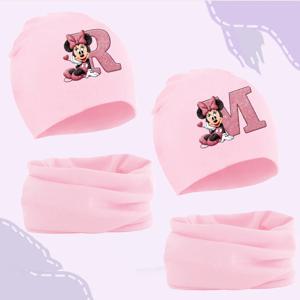 2개 세트 디즈니 미키 마우스 여자 아기 모자 스카프 애니메이션 미니 Y2K 어린이 가을 겨울 따뜻하고 편안한 하라주쿠 비니 니트 캡 칼라