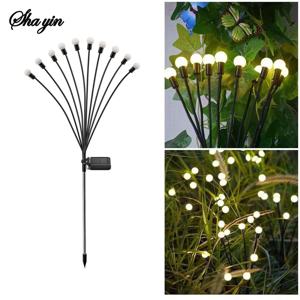 야외 태양광 경로등 방수 6/8/10 헤드 LED 전원 흔들리는 반딧불이 램프 스타 버스트 태양광 반딧불이 정원등