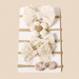 5 개/대 아기 탄성 머리띠 신생아 살구 꽃 활 여자를위한 나일론 헤어 밴드 유아 유아 부드러운 헤어 액세서리 선물