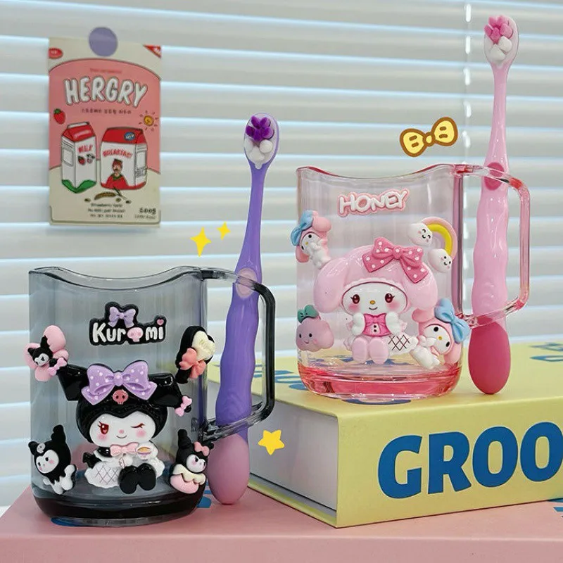 270Ml Sanrio Kuromi 멜로디 워시 컵 칫솔 구강 세척 컵 세트 두꺼운 다목적 물 우유 머그컵 홈 샤워 컵 세트