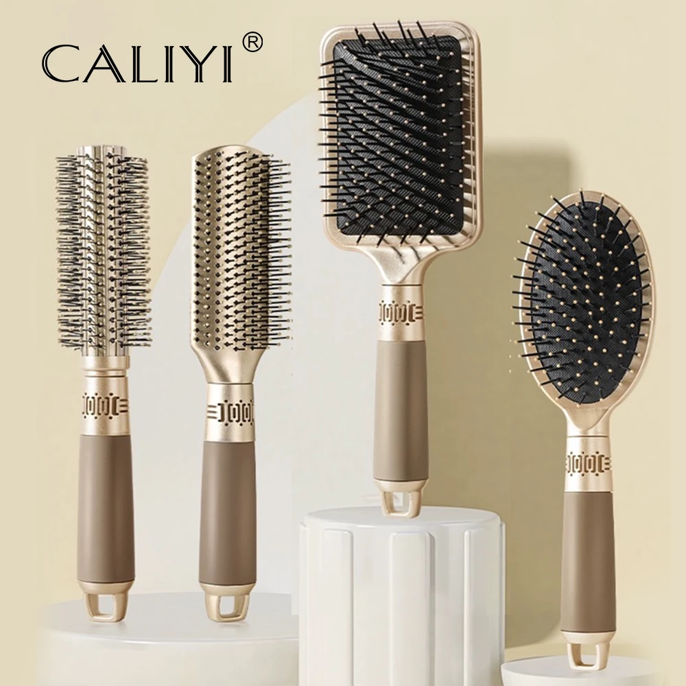 CALIYI 헤어 마사지 에어 쿠션 빗 브러시 두피 헤어 브러시 Detangle 정전기 방지 살롱 스파 헤어 스타일링 스타일링 도구 타원형 라운드