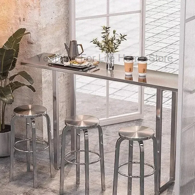 금속 스테인레스 스틸 공예 바 의자 높은 의자 카페 협상 의자 야외 바 의자 회전 의자 섬 높은 의자