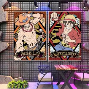 일본 원피스 에이스 루피 아트 캔버스 페인팅 포스터 프린트 벽화 홈 월 장식 룸 데코