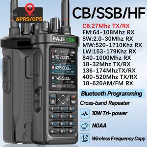 BAJETON BJ-9000 GPS APRS 무전기 10W CB 27Mhz 수신 블루투스 프로그래밍 장거리 NOAA VOX RT-950 RT-950PRO 햄 라디오