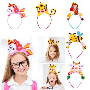 어린이 크리 에이 티브 크라운 모자 공주 DIY 공예 장난감 만화 동물 모자를 쓰고 있죠 교육 장난감 소녀 수제 장식 선물