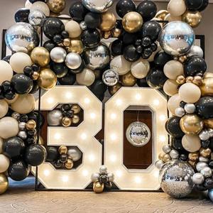 91.5cm 거대한 Led 빛 생일 번호 그림 1 생일 기념일 웨딩 베이비 샤워 장식 30 40 50 생일 번호 프레임