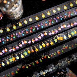 Mr. Paper, 컬러 라이트 스트링 테두리 장식 테이프, 장식 파티 스크랩북, 전화 케이스, 일기, 크리스마스 스티커, 200cm/롤