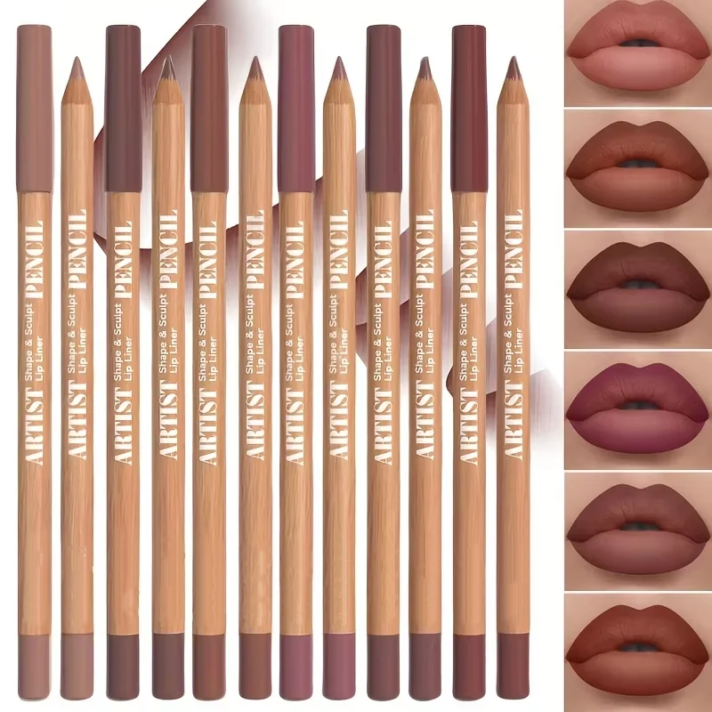 6개 벨벳 매트 립 라이너 세트 - 오래 지속되는 다용도 쉐이드 오래 지속되는 립 메이크업 베리, 브라운, 핑크 립 펜슬