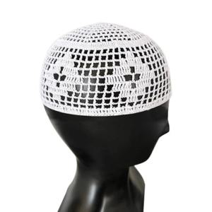 1 pc 흰색 중공 통기성 탄성 아랍 남자 니트 모자 국적 남자 이슬람 무슬림 일요일기도 모자