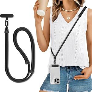 다채로운 색상의 조절 가능한 긴 핸드폰 스트랩, 캔디 색상의 크로스바디 목걸이, 휴대폰 분실 방지 스트랩 (범용)