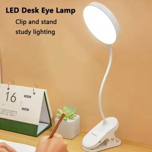 휴대용 LED 테이블 램프 USB 충전식 야간 조명 접이식 클램프 포함 학습 스탠드 독서 램프 3가지 모드 디밍 눈 보호등