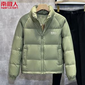 남극 짧은 다운 재킷 남성 패딩 스탠드 칼라 블랙 골드 가을 겨울 2025 새로운 커플 재킷