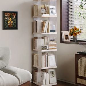 3 4 5 레이어 회전 책장 투명 스토리지 선반 바닥 어린이 책장 다층 바퀴 달린 모바일 그림책 스탠