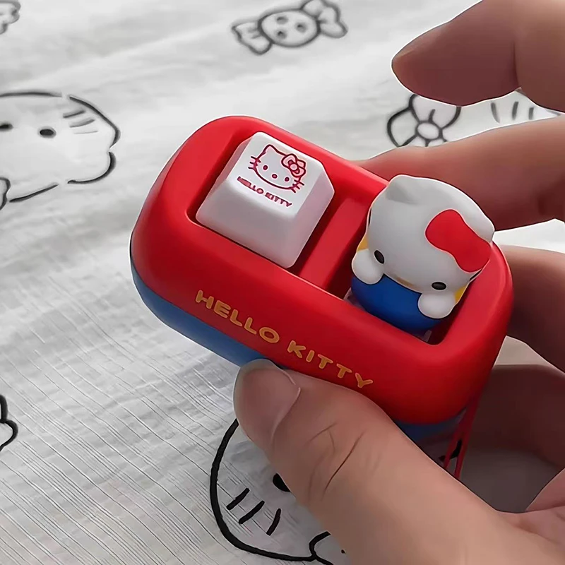 산리오 헬로키티 음성 버튼 펜던트 키티 고양이 키캡 스트레스 해소 장난감 키보드 버튼 스퀴시 데스크 장식 크리스마스 소녀 선물