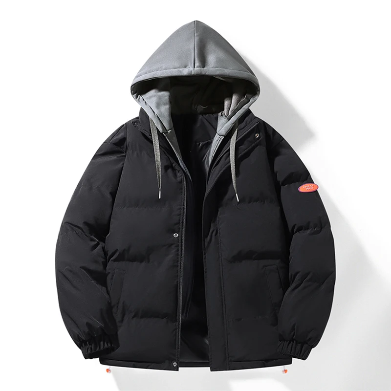 패션 남성 후드 파카 재킷 두꺼운 따뜻한 야외 힙합 스트리트웨어 캐주얼 겨울 고품질 남성 패딩 재킷 커플 코트
