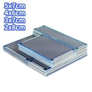 20개 PCB 키트 보드 프로토타입 브레드보드 양면 회로 보드 블루 2x8 3x7 4x6 5x7cm 범용 PCB 실험 보드 DIY
