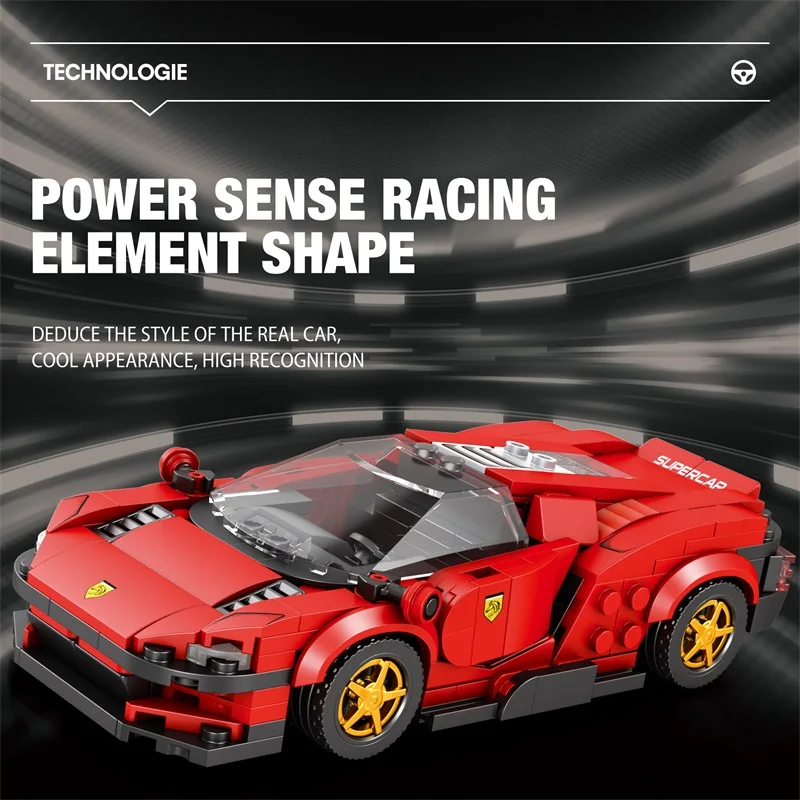 슈퍼 스포츠카 빌딩 블록 도시 속도 차량 자동차 모델 브릭 데스크탑 장식품 DIY 조립 장난감 어린이를위한 휴일 선물