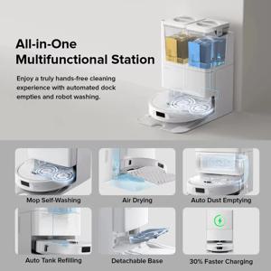 브랜드 신제품 로보락스 Qrevo 시리즈 로봇 청소기 및 물걸레, 자동 물걸레 세척 및 건조, 8000Pa 흡입력, 자동 비움, 엉킴 방지