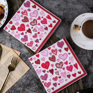 20pcs/pac 식품 학년 인쇄 냅킨 호텔 레스토랑 웨딩 파티 장식 티슈 페이퍼 네이티브 목재 펄프 어머니 & 아기 종이