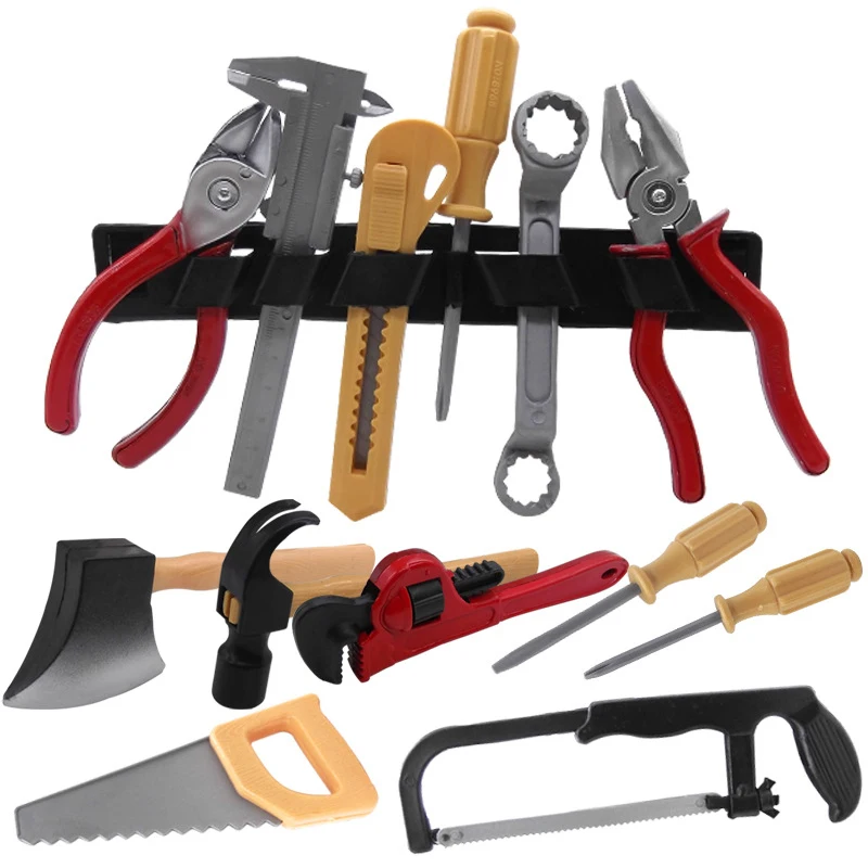 어린이용 시뮬레이션 수리 도구 세트, 남아용 안전한 플라스틱 어린이 유지 관리 도구, 스크루 드라이버 망치 집게, 놀이 장난감 척