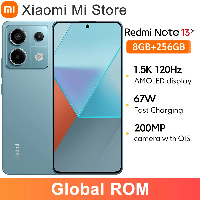 샤오미 레드미 스마트폰 글로벌 롬, 노트 13 프로 5G, 스냅드래곤 7S Gen 2, 6.67 인치 1.5K 디스플레이, 200MP OIS 카메라, 67W 충전 5100mAh