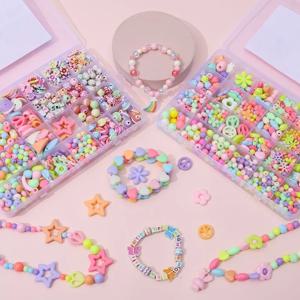 여아 DIY 쥬얼리 만들기 키트 - 팔찌 및 목걸이 만들기, 파스타 비즈 및 24칸 수납함이 포함된 구슬 공예 세트