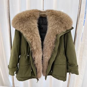 2025 여성 겨울 구스 다운 재킷 천연 여우털 칼라 파카 재킷 스타일 럭셔리 여성 코트 스트리트웨어